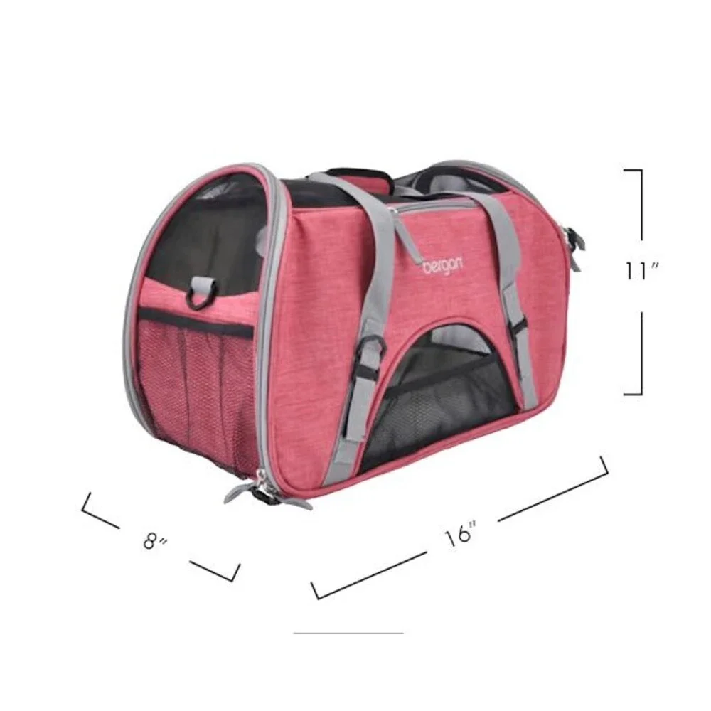 Bergan Small Pet Carrier Dog Cat Up To 10lbs Heather Berry Soft Travel Bag